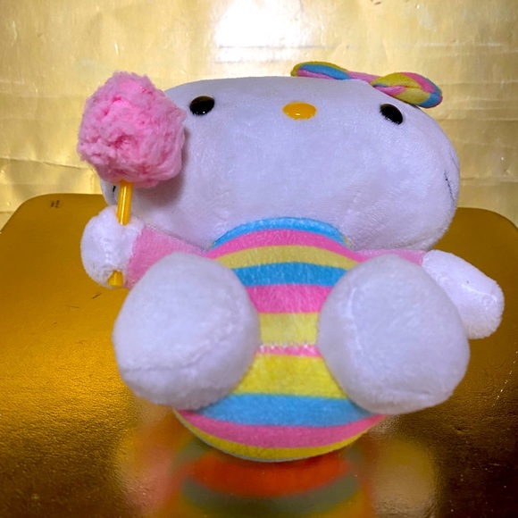 HELLO KITTY TY VTG 2015 FLORA PASTEL RAINBOW KITTY HOLDING COTTON CANDY PLUSH 6” - Picture 6 of 13
